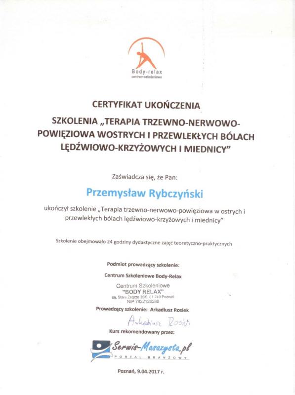 Certyfikat i dyplom chiropraktyki, Przemyslaw Rybczynski, chiropraktyk Poznan, skan 25