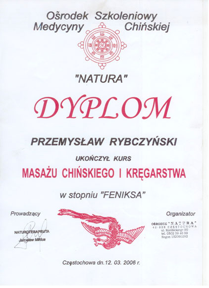 Certyfikat i dyplom chiropraktyki, Przemyslaw Rybczynski, chiropraktyk Poznan, skan 31